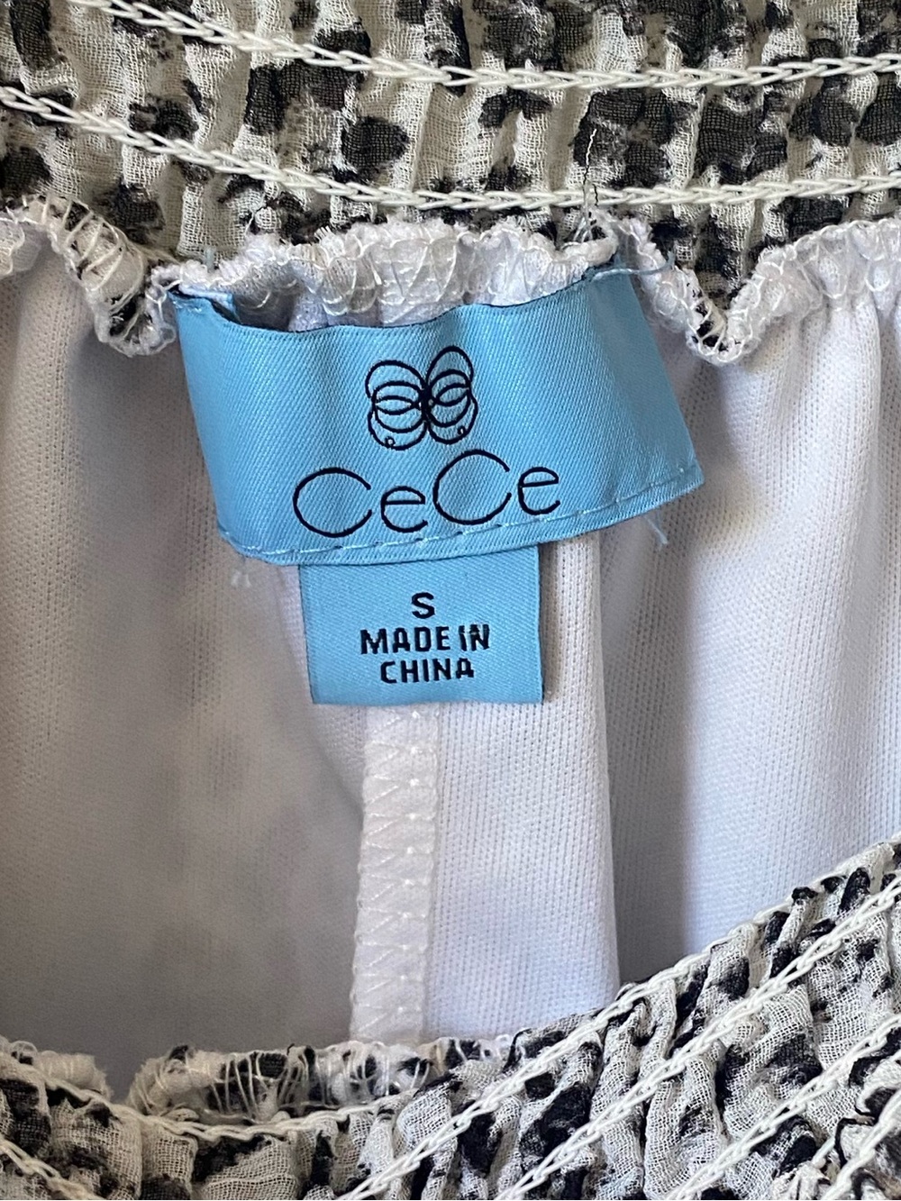 CeCe Leopard Print Smocked Off-Shoulder Ruffle Sleeve Top - Picture 5 of 5